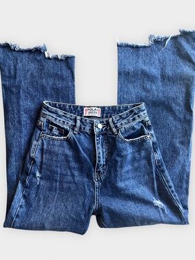 POLA4 Distressed Straight Leg Jeans Medium Wash Y2K Size 25